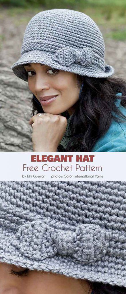 Elegant Hat Free Crochet Pattern Crochet Hats Free Pattern Ladies, Cloche Hat Pattern, Hat Free Crochet Pattern, Elegant Hat, Easy Crochet Hat, Crochet Hat Free, Bonnet Crochet, Crochet Beanie Pattern, Crochet Hats Free Pattern