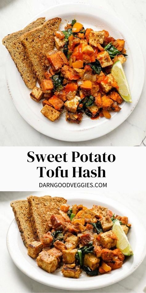 30 Minute easy vegan Sweet Potato Tofu Hash breakfast has the perfect mix of mildly spicy southwest flavors, sweet potatoes and protein packed tofu! The best brunch recipe around! Sweet Potato Tofu, Tofu Breakfast, Paprika Spice, Best Brunch Recipes, Brunch Recipe, Sweet Potato Breakfast, Sweet Potato Hash, Vegan Sweet Potato, The Best Breakfast