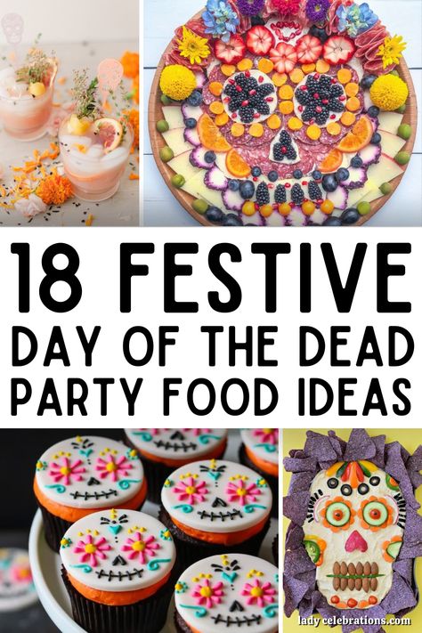 18 Festive Day of the Dead Party Food Ideas Essen, Mexican Food Halloween Party, Voodoo Party Food, Coco Themed Food, Mexican Party Theme Food, Day Of The Dead Cake Pops, Dia De Los Muertos Dessert Ideas, Day Of The Dead Dinner Party, Day Of The Dead Traditions