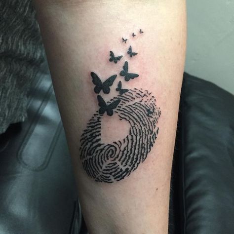 Thumbprint Tattoo, Fingerprint Tattoo, Angel Tattoo For Women, Lost Tattoo, Fingerprint Tattoos, Memorial Tattoo Designs, Remembrance Tattoos, Meaningful Tattoos For Women, Mother Tattoos