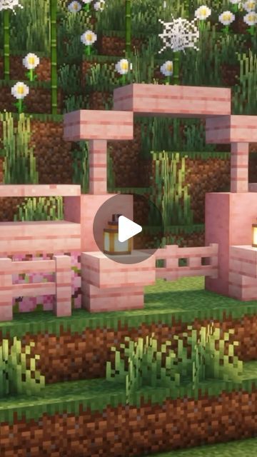 Cute Stairs Minecraft, Cute Minecraft Fence Ideas, Cherry Fence Minecraft, Minecraft Fence Designs, Minecraft Fence Ideas, Fence Ideas Minecraft, Minecraft Stairs, Houses Inspiration, Interior Minecraft