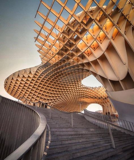 The enormous Metropol Parasol pavilion was erected in Seville, Spain last year. Spanning 230ft wide and 490ft long, the pavilion is said to… Andalusia, Industrial Design Diy, Metropol Parasol, Sevilla Spain, Parametric Architecture, Wooden Structure, Seville Spain, Architecture Old, Spain Travel