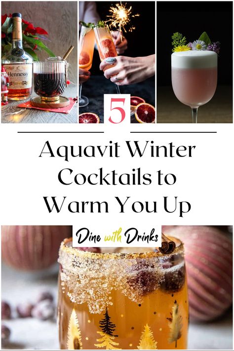 Collage of 4 aquavit winter cocktails. Jameson Cocktails Easy, Jameson Drinks Recipes, Jameson Whiskey Drinks, Jameson Drinks, Aquavit Cocktails, Jameson Cocktails, Amaro Cocktails, Winter Cocktail Recipes, Easy Mixed Drinks