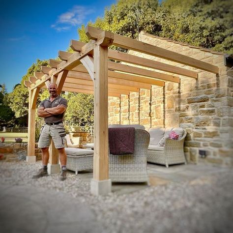 Pergola Joinery, Japanese Pergola, Oak Pergola, Garden Pergola, Wooden Pergola, Cat Enclosure, Yard Project, Timber Construction, Garden Seating