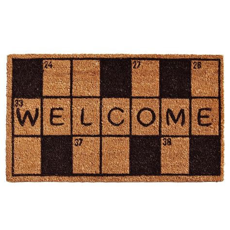 Home & More Crossword Welcome Door Mat 17 in. x 29 in., Multi Camper Decorations, Carpet Tufting, Rug Painting, Door Mat Ideas, Curtains Fabrics, Entryway Door, Welcome Door, Coir Doormat, Welcome Door Mats