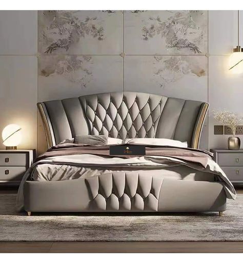 Bed Design Modern Luxury, Beautiful Bed Designs, Letto King Size, Bed Back Design, Couple Bed, Double Bed Designs, Leather Bed Frame, Wedding Bed, Headboard Shapes