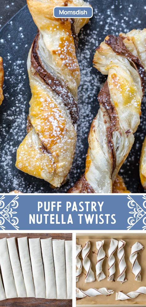 Nutella Twists, Puff Pastry Nutella, Pastry Twists, Nutella Puff Pastry, Easy Puff Pastry Recipe, Puff Pastry Recipes Dessert, Puff Pastry Twists, Pastries Recipes Dessert, Puff Pastry Desserts