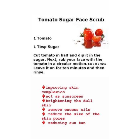 Tomato Scrub For Face, Tomato For Face, Clear Skin Face Mask, Tomato Face, Improve Skin Complexion, Sugar Scrub For Face, Bad Acne, Face Skincare, Clear Skin Face