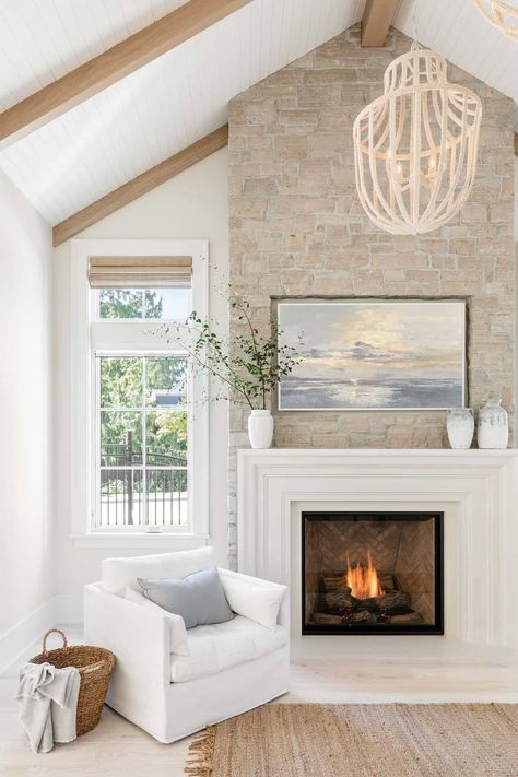 Fancy Fireplace, White Oak Floors, House Blend, White Marble Countertops, Transitional House, Coastal Interiors, Inspired Living, Vancouver Island, Oak Floors