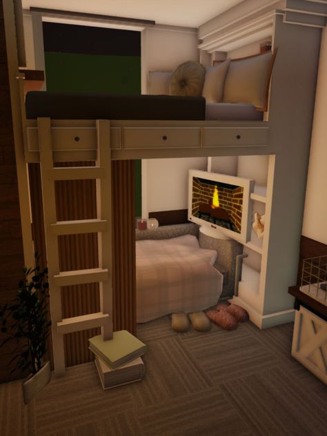 Cozy Aesthetic Bloxburg House, Small Bloxburg House Interior, Bloxburg Cozy Room Ideas, Welcome To Bloxburg Kitchen Ideas, 2 Person Bedroom Bloxburg, Bloxburg Aesthetic Room Ideas, Aesthetic House Ideas Bloxburg, Bloxburg Room Ideas Bunk Bed, Bloxburg Flat Ideas