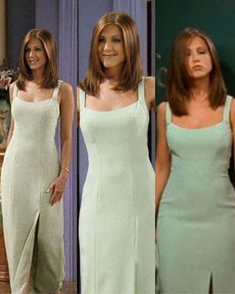 Stylish Rachel Green Outfit Jennifer Aniston Friends, Rachel Green Outfits, Rachel Friends, Celebrity Wedding Dresses, Bollywood Dress, Green Bridesmaid Dresses, Green Maxi, Rachel Green, Green Outfit