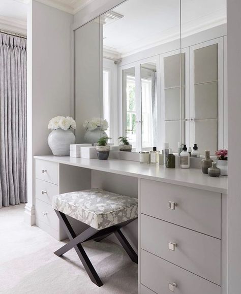 All Posts • Instagram Wardrobe Design With Dressing Table, Master Dressing Room, Dressing Table Mirror Design, Dressing Room Decor, Dressing Table Design, Green Acres, Extra Bedroom, Bedroom Closet Design, Dressing Rooms