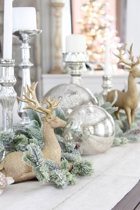 Christmas Tour with Kirklands - Rooms For Rent blog Choux Christmas, Kirklands Christmas, Reindeer Decor, Chirstmas Decor, Christmas Reindeer Decorations, Silver Christmas Decorations, Glam Christmas, Christmas Table Centerpieces, Christmas Tours