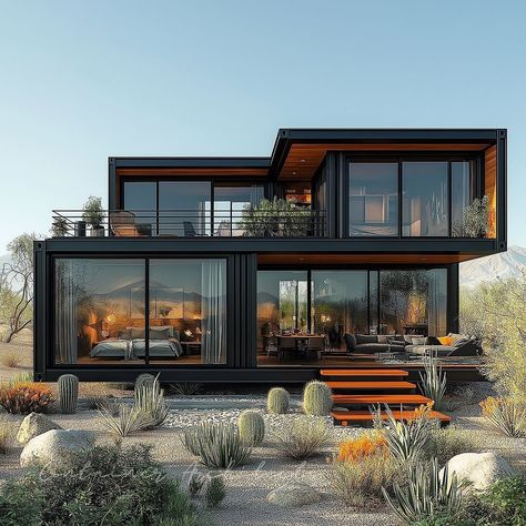 luxury shipping container homes • Instagram Container Homes Plans, Container Home Plans, Container Living, Shipping Container Home Designs, Luxury Beach House, Shipping Container House Plans, Container Houses, Building A Container Home, Container Architecture