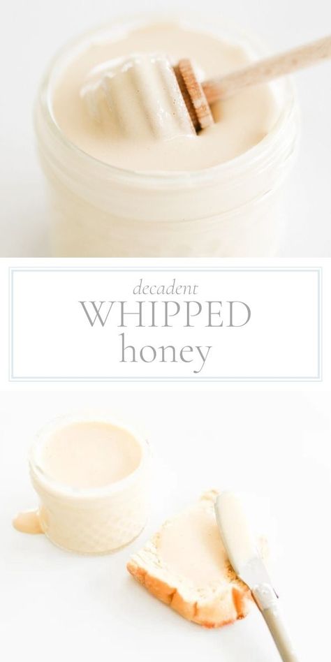 Learn how to make whipped honey! This deliciously decadent and creamy honey is whipped to a light and airy perfection, and it’s so yummy on everything it touches. Spread it on toast, pancakes, biscuits and waffles. The possibilites are endless!rnrn#honeyrecipe #viralrecipe #icing #glazerecipe #easyrecipes #julieblanner Whipped Vanilla Cinnamon Honey, Honey Icing Glaze, Whipped Honey Gift, Honey Icing, Honey Beer Bread, Diy Seasonings, Belgian Waffles Recipe, Creamy Honey, Whipped Honey