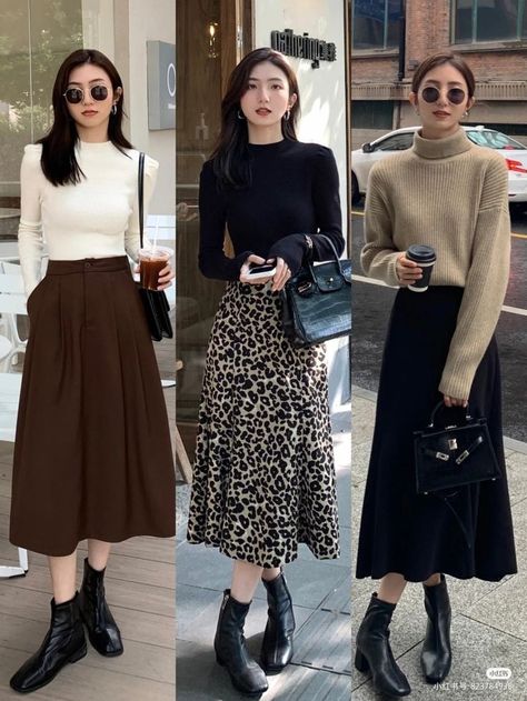 Petite Asian Fashion, Aesthetics Outfits, Aesthetic Fall Outfits, Styling Skirts, Fall Aesthetics, Fall Outfits Ideas, Korean Outfit Street Styles, Korean Casual Outfits, Aesthetic Fall