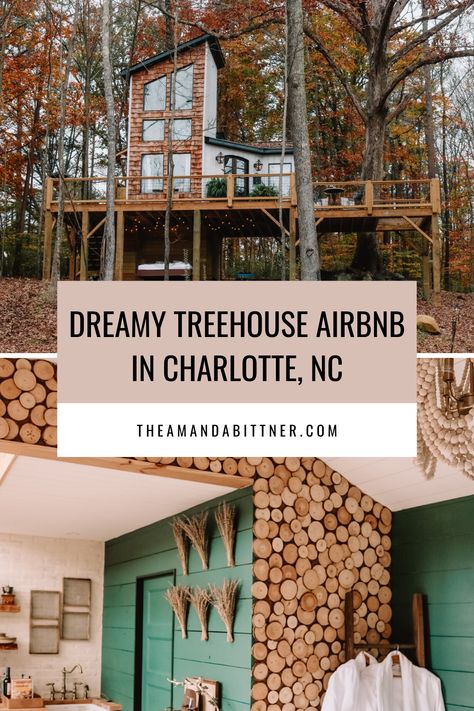 The best Airbnb in Charlotte, North Carolina is the unique, rustic Carolina Treehouse. With beautiful treehouse decor and a scenic lakeside setting, this Airbnb is perfect for a weekend in Charlotte. Check out this post with all of the amenities and things to do at this Charlotte treehouse Airbnb. Tree House Air Bnb, Treehouse Airbnb Ideas, Airbnb Unique Ideas, Unique Air Bnb Ideas, Cottagecore Airbnb, Unique Airbnb Amenities, Cabin Airbnb Decor, Unique Airbnb Decor Ideas, Best Airbnb Decor