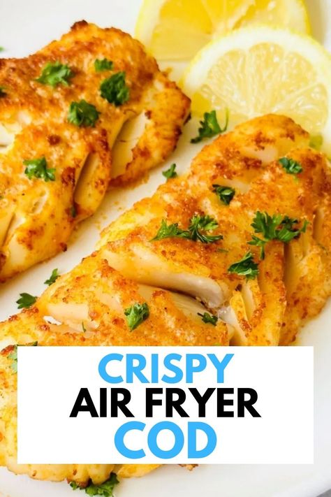 Say goodbye to soggy fish and hello to crispy perfection with our air fryer cod recipe! Using the power of hot air circulation, your air fryer transforms simple cod fillets into crunchy delights with a fraction of the oil and mess of traditional frying methods. Get ready to enjoy golden-brown fish that's tender on the inside and irresistibly crispy on the outside! Fish Fry Recipe Air Fryer, Cod Recipes Healthy Air Fryer, Airfryer Cod Recipes Healthy, Fish Recipes In Air Fryer, Airfryer White Fish, Airfryer Recipes Shrimp, How To Cook Cod Fish Recipes, Weight Watcher Cod Fish Recipes, Air Fryer Crispy Cod