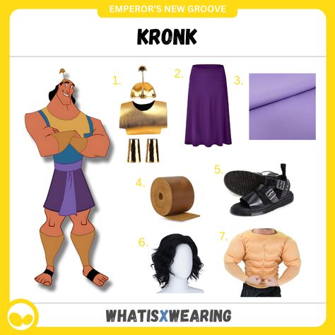 Flex those muscles and let someone else do the thinking with this cool Halloween costume idea from The Emperor's New Groove. Click for our complete outfit rundown! Emperors New Groove Costume, Yzma And Kronk, Couple's Costume, Disney Villain Costumes, Purple Midi Skirt, Its Halloween, Costume Guide, Emperor's New Groove, Villain Costumes