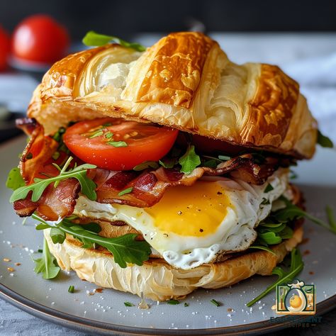 Elevate your breakfast game with a Croissant Breakfast Sandwich, a delightful and indulgent way to start your day. This scrumptious creation combines the flaky, buttery goodness of croissants with crispy bacon, fluffy scrambled eggs, and creamy avocado. Whether you’re looking for a special weekend treat or a weekday breakfast to savor, this sandwich has it ... Read more Bacon Croissant Sandwich, Good Looking Breakfast, Crossiant Breakfast Sandwich, Bakery Breakfast Ideas, Gourmet Breakfast Sandwich, Breakfast Croissant Sandwich, Bakery Sandwich, Aesthetic Food And Drink, Hangover Breakfast