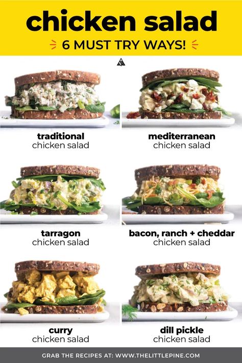 Chicken Salad Recipe Variations, Winter Chicken Salad Recipes, Chicken Salad Keto Recipes, Chicken Salad Flavors, Types Of Chicken Salad, Bariatric Chicken Salad, Chicken Salad Variations, Chicken Salad From Canned Chicken, Chicken Salad Recipe With Canned Chicken