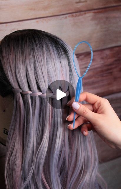 Tools For Hair Styling, Braid Tool How To Use, Loop Tool Hairstyle, How To Use Braiding Tool, Hairstyles Using Hair Loop Tool, How To Use Hair Loop Tool, Hair Loop Tool Styles, Braided Crown Hairstyles Half Up, Hair Loop Tool Tutorial