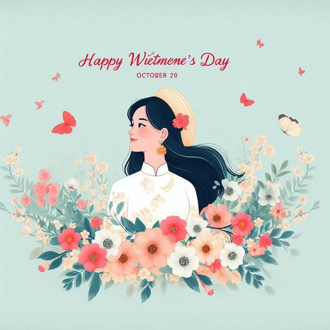 Vietnamese womens day background Design Generated by AI#pikbest#Templates Woman Day Design Art, Poster 20/11, Happy Women Day Poster Design, Woman Day Design Poster, Womans Day Card, Womens Day Background, Woman Flower, Vietnamese Girl, Happy Woman Day