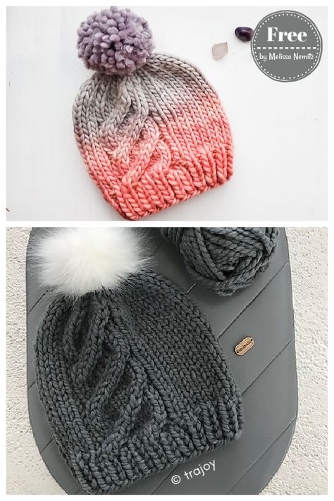 Up & Up Cable Hat Free Knitting Pattern Cable Hat Pattern Free, Cable Knit Hat Pattern, Hat Free Knitting Pattern, Cabled Hat Pattern, Girls Knit Hat, Beanie Knitting Patterns Free, Knit Beanie Pattern, Cable Knitting Patterns, Hat Patterns Free