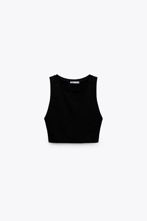 London Clothes, Zara Basic Top, Zara Looks, Cropped Halter Top, Zara Tank Top, Flirty Tops, Black Halter Top, Zara Outfit, Zara Fashion