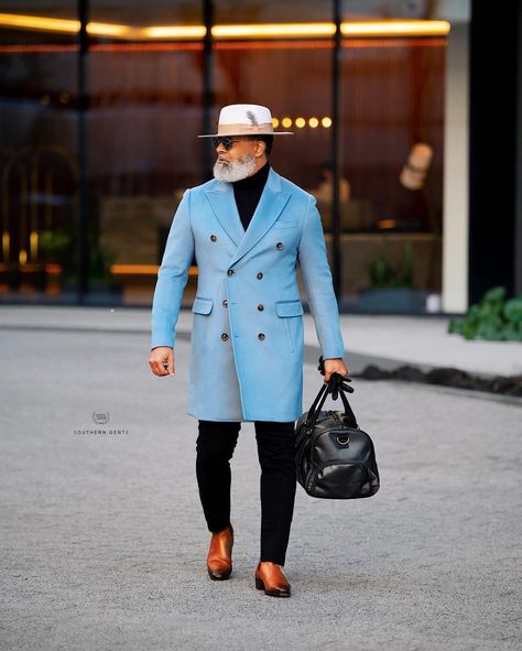 Pastel & Neutrals w/ @irvinrandle. Man Closet, Senior Fashion, Smart Wear, Southern Gentleman, Double Breasted Overcoat, Gentlemen Wear, Black Men Fashion Swag, Wool Coats, Dapper Gentleman