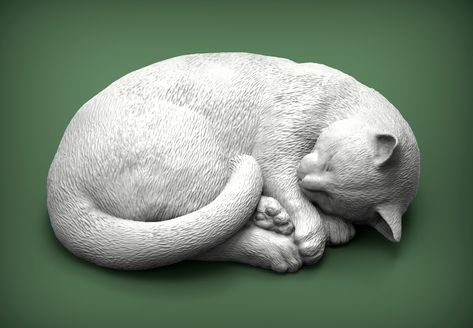 Sleeping cat 3D print model Decor Desk, Cat Help, Cat Statue, Cat Sleeping, Print Models, Decor Office, Art Model, Air Dry Clay, Desk Decor