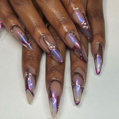 chelle da nail artist (@shynebychelle) • Instagram photos and videos Vampire Nails Gothic, Chrome Y2k, Nails Gothic, Vampire Nails, Nails Grunge, Purple Chrome, Aura Nails, Red Chrome, Aesthetic Grunge