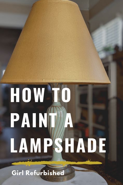 Upscale Lampshade Diy, How To Paint A Lampshade Diy, Decorated Lampshades Diy, Refurbish Lamp Shade, Easy Lampshade Diy, Diy Lamp Shade Paint, Boho Lamp Makeover, How To Paint A Lamp, Painting Lampshades Ideas Diy Projects