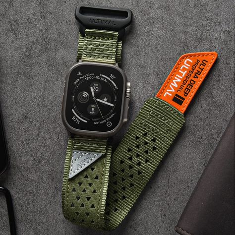 ULTIMAL Sports Compatible with Apple Watch Ultra Strap 49MM, Soft Nylon Band, Breathable Hollow Out, Hook & Loop Design for Apple Watch Band Series Ultra/Ultra 2 Green : Amazon.co.uk: Electronics & Photo Men Apple Watch Band, Apple Watch Strap Men, Apple Ultra Watch Bands, Apple Watch Ultra 2, Apple Watch Ultra Bands, Apple Watch Bands Mens, Iphone Watch Bands, Cute Apple Watch Bands, Easy Diy Clothes