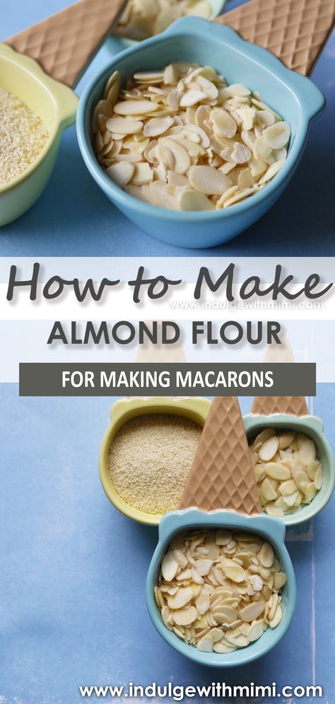 almond slices in a measuring cup. Macarons Recipe Without Almond Flour, Macaron Recipe Without Almond Flour, Baking Macarons, How To Make Macaroons, Vegan Macarons, Make Almond Flour, Breakfast Recipes Sweet, Almond Powder, Blanched Almonds