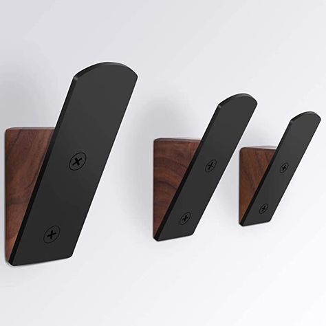 Modern Wall Hooks, Coat Hooks Wall Mounted, Bathroom Towel Hooks, Deco Studio, Black Walnut Wood, Wood Studs, Robe Hook, Decorative Hooks, Towel Hooks