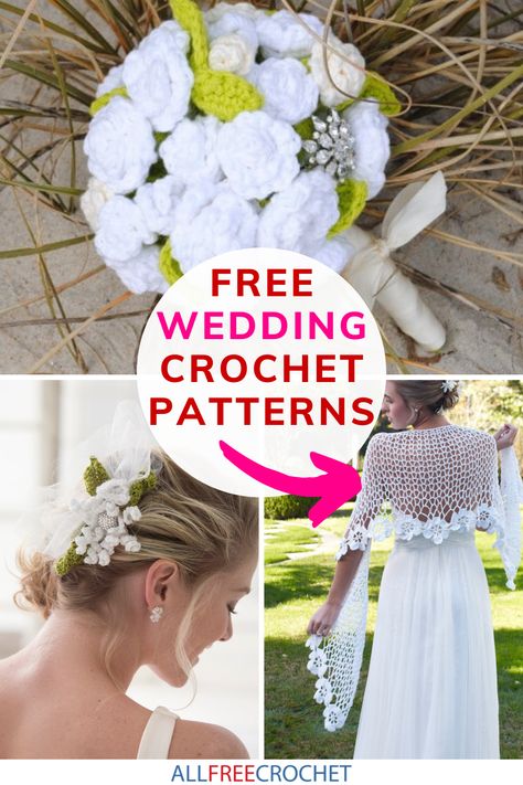 Wedding Crochet - Make your day special by crocheting a wedding pattern. Wedding crochet patterns are fabulous they can be your something new. Crochet Wedding Ideas Decoration, Crochet Wedding Decor, Crochet Wedding Gift Ideas, Crochet Wedding Decorations, Crochet Wedding Gift, Wedding Crochet Patterns, Dress And Shawl, Wedding Crochet, Wedding Pattern