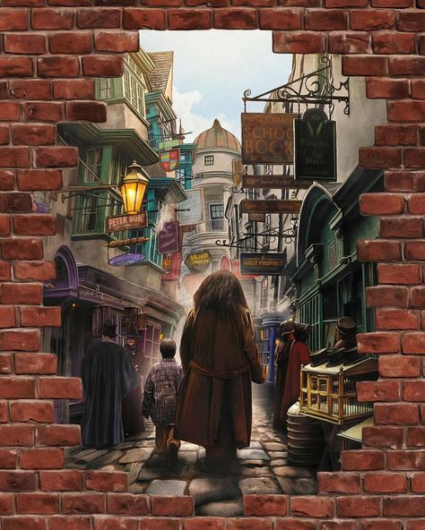 Turksworks Design and Illustration - Diagon Alley Collectible Set Cardboard Diagon Alley, Diagon Alley Art, Diagon Alley Painting, Diagon Alley Illustration, Diagon Alley Wallpaper, Diagon Alley Drawing, Harry Potter And The Philosophers Stone, Diagon Alley Diy, Alley Illustration