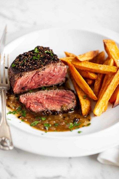 Julia Child's Steak au Poivre Recipe | Leite's Culinaria Steak Au Poivre Recipe, Food Essentials, Roasted Beef, Julia Child Recipes, Peppercorn Sauce, Rib Eye, Pepper Steak, Quick Weeknight Dinners, French Cooking