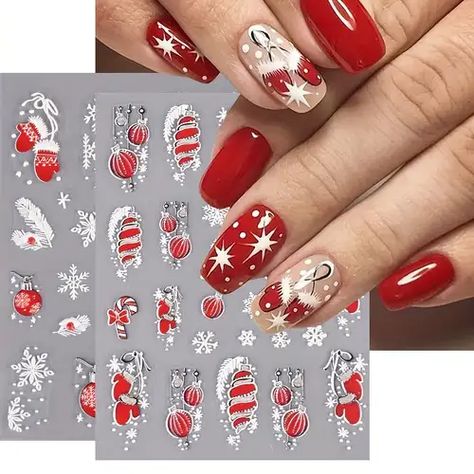 Faster shipping. Better service Christmas Nails Stickers, Nails Vintage, Santa Nails, Holiday Nails Winter, Xmas Nail Art, Nails Stickers, Christmas Nail Stickers, Snowflake Nail Art, Holiday Nail