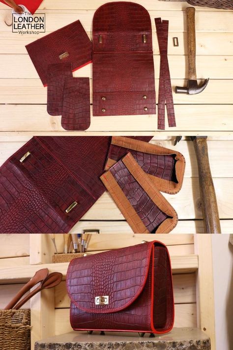 We can work with most kinds of fabric as well as leather, vegan leather (sustainable PU leather and plant-based leather), suede and PVC. We can either work with materials that you source yourself or you can choose them from our catalogues. We collaborate with tens of reputable English and European suppliers of the best leathers, vegan alternatives to leather and sustainable materials. Vintage Bag Pattern, Leather Handbag Patterns, Leather Bag Design, Diy Leather Bag, Sewing Tutorials Clothes, Vegan Alternatives, Leather Workshop, Handbag Patterns, Vegan Leather Bag