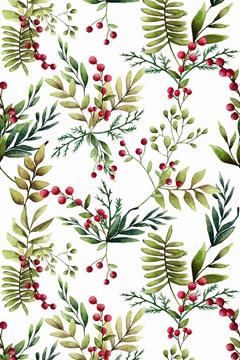 This green, mistletoe wallpaper pattern is the perfect way to bring the beauty of nature into your home, without limiting the colors you can use in your overall design. Thanks to the neutral color scheme in the pattern, you can add as much (or as little) color in the rest of your powder room while still perfectly complementing the wallpaper. Beyond that, the realistic design on the wallpaper makes for a stunning piece of art… on an entire wall of your home!  What makes this wallpaper even better Mistletoe Aesthetic Wallpaper, Natal Aesthetic Wallpaper, Christmas Floral Pattern, Christmas Mistletoe Aesthetic, Christmas Designs Pattern, Warm Christmas Wallpaper, Christmas Prints And Patterns, Holiday Background Wallpaper, Mistletoe Wallpaper