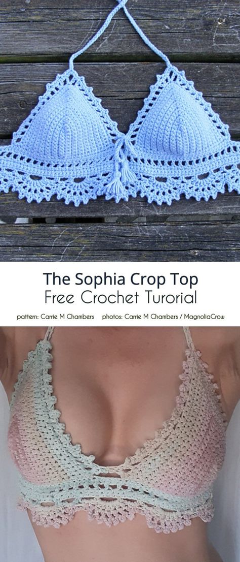 Luna Crop Top Crochet, Summer Tops Crochet Patterns Free, Bralet Crochet Pattern, Sophia Crop Top Crochet, Yarn Crop Tops, Crocheted Bralette Pattern Free, Crotchet Crop Top Free Pattern, Crochet Bralettes Free Patterns, Free Crochet Patterns For Tank Tops