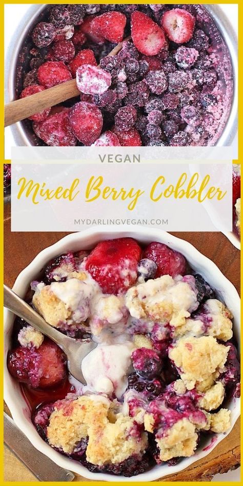 Vegan Cobbler, Vegan Crisp, Barbecue Desserts, Mixed Berry Cobbler, Berry Cobbler Recipes, Ms Diet, Fruit Desserts Easy, Easy Foods, Vegan Vibes