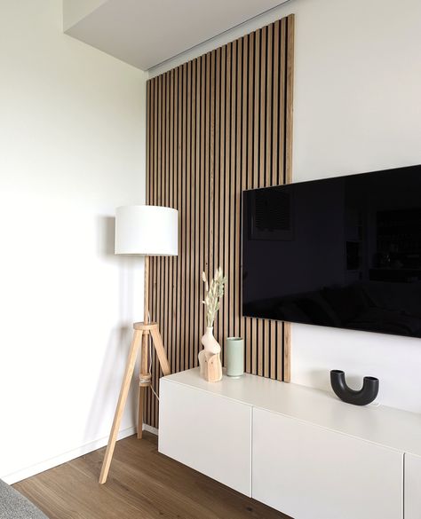 Living Room Panelling, Wooden Panelling, Feature Wall Living Room, Lounge Interiors, Wood Slat Wall, Aesthetic Living Room, Wooden Wall Panels, Interior Wall Design, Media Wall