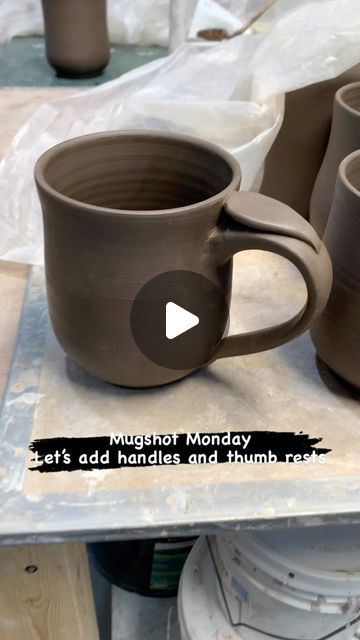 Lisa Wyllie Behm on Instagram: "Back to work, adding handles to mugs. I use slip and vinegar and hope the handles don’t pop off while drying super slowly. KM Brown Bear clay is so pretty but acts finicky like porcelain. #mug #mugshotmonday #2023 #happynewyear #pottery #potteryprocess #how #lovemyjob #makersgonnamake #5k #follow #kentuckymudworks #clay #finishingtouch #handmade" Japanese Mugs Ceramic Pottery, Pottery Mug Handles Unique, Clay Handles For Mugs, Clay Handles Ideas, Pottery Mug Handle, Pottery Mug Handles Ideas, Pottery Handles Ideas, Pottery Mug Handles, Ceramic Mug Handles