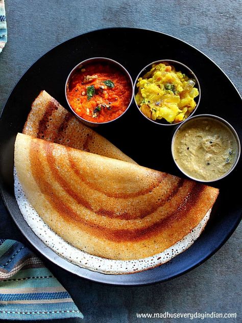 Recipe With Rice Flour, Indian Dosa, Chennai Food, Recipes Using Rice, Plain Dosa, Recipe With Rice, Dosa Batter, Masala Dosa, Easy Breakfast Recipes