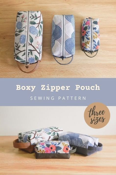 Pencil Bag Sewing Pattern Free, Bathroom Bag Sewing Pattern, Free Box Pouch Pattern, Sew For Men, Travel Pouch Pattern, Sewing Patterns Zipper Pouch, Free Zipper Pouch Sewing Pattern, Dopp Bag Pattern Free, Free Zipper Pouch Pattern