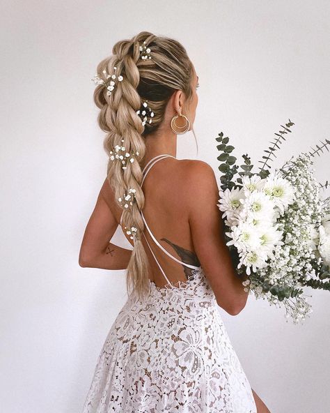 Acotar Fanfic, Cute Wedding Hairstyles, Sun Fashion, Black Cake, Couture Hairstyles, Wedding Braids, Bridal Hair Inspiration, Hair Gray, Backless Maxi Dress