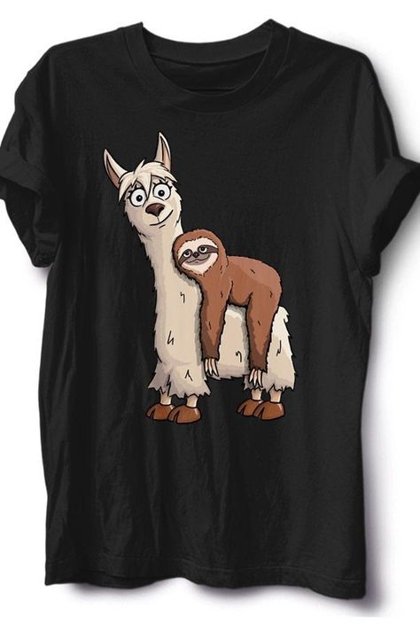 Llama Tshirt, Llama Arts, Alpaca Gifts, Sloth Art, Trendy Shirt Designs, Llama Alpaca, Sloth Lovers, T Shirt Painting, Cute Llama